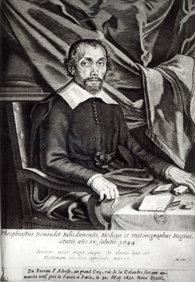 Portrait of Theophraste Renaudot, age 58, 1644 by Michel Lasne